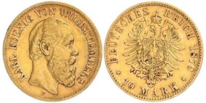 10 Mark Regno di Württemberg (1806-1918) Oro Carlo di Württemberg