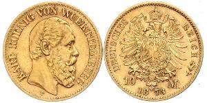 10 Mark Regno di Württemberg (1806-1918) Oro Carlo di Württemberg