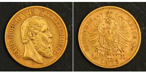 10 Mark Regno di Württemberg (1806-1918) Oro Carlo di Württemberg