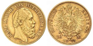 10 Mark Regno di Württemberg (1806-1918) Oro Carlo di Württemberg