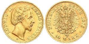 10 Mark Reino de Baviera (1806 - 1918) Oro Luis II de Baviera(1845 – 1886)