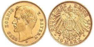 10 Mark Reino de Baviera (1806 - 1918) Oro Otón I de Baviera(1848 – 1916)