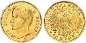 10 Mark Reino de Baviera (1806 - 1918) Oro Otón I de Baviera(1848 – 1916)
