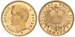 10 Mark Reino de Baviera (1806 - 1918) Oro Otón I de Baviera(1848 – 1916)