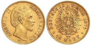 10 Mark Reino de Baviera (1806 - 1918) Oro Luis II de Baviera(1845 – 1886)