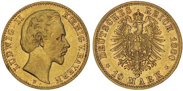 10 Mark Reino de Baviera (1806 - 1918) Oro Luis II de Baviera(1845 – 1886)