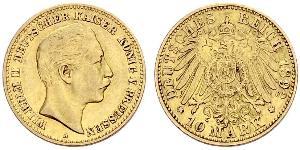 10 Mark Reino de Prusia (1701-1918) Oro Wilhelm II, German Emperor (1859-1941)