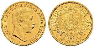 10 Mark Reino de Prusia (1701-1918) Oro Wilhelm II, German Emperor (1859-1941)