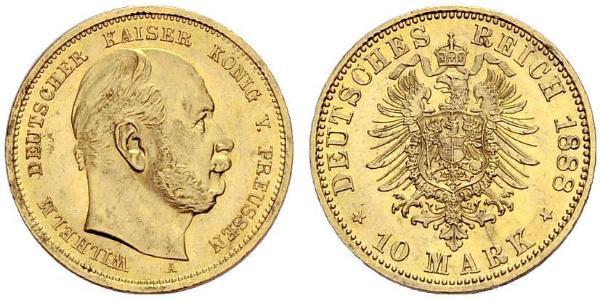 10 Mark Reino de Prusia (1701-1918) Oro Wilhelm I, German Emperor (1797-1888)