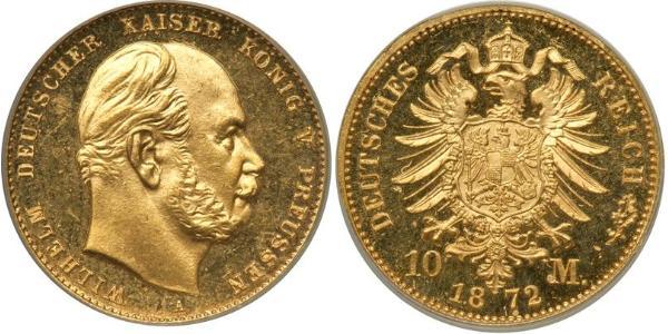 10 Mark Reino de Prusia (1701-1918) Oro Wilhelm I, German Emperor (1797-1888)