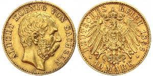 10 Mark Reino de Sajonia (1806 - 1918) Oro Alberto I de Sajonia