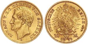 10 Mark Reino de Sajonia (1806 - 1918) Oro 