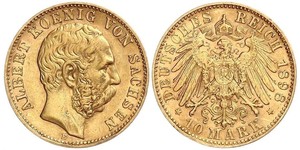 10 Mark Reino de Sajonia (1806 - 1918) Oro Alberto I de Sajonia