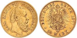 10 Mark Reino de Wurtemberg (1806-1918) Oro Carlos I de Wurtemberg