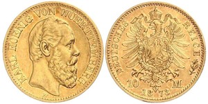 10 Mark Reino de Wurtemberg (1806-1918) Oro Carlos I de Wurtemberg