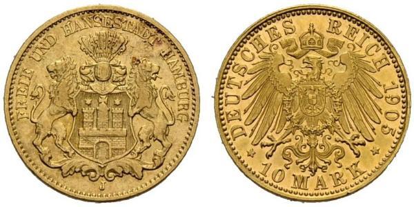 10 Mark Stati federali della Germania Oro 