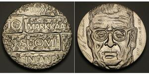 10 Mark Finlandia (1917 - ) Plata Juho Kusti Paasikivi