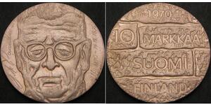 10 Mark Finlandia (1917 - ) Plata Juho Kusti Paasikivi