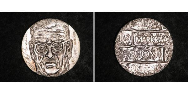 10 Mark Finlandia (1917 - ) Plata Juho Kusti Paasikivi