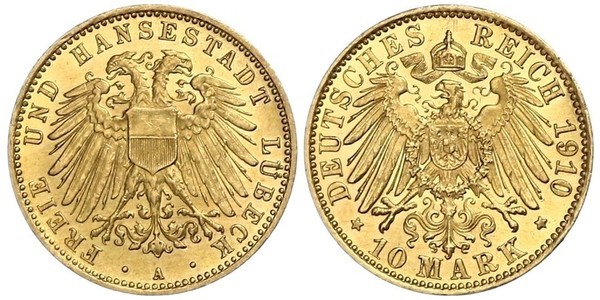 10 Mark Free City of Lübeck 金 