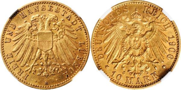 10 Mark Free City of Lübeck 金 