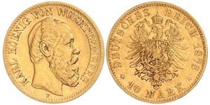 10 Mark Kingdom of Württemberg (1806-1918) 金 卡尔一世 (符腾堡)