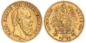 10 Mark Kingdom of Württemberg (1806-1918) 金 卡尔一世 (符腾堡)