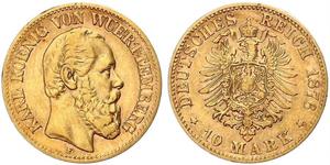 10 Mark Kingdom of Württemberg (1806-1918) 金 卡尔一世 (符腾堡)