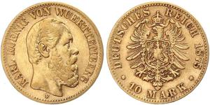 10 Mark Kingdom of Württemberg (1806-1918) 金 卡尔一世 (符腾堡)