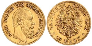 10 Mark Kingdom of Württemberg (1806-1918) 金 卡尔一世 (符腾堡)