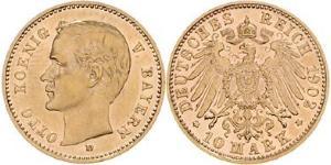 10 Mark 巴伐利亞王國 (1806 - 1918) 金 奥托 (巴伐利亚国王)