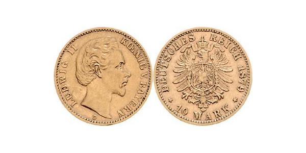 10 Mark 巴伐利亞王國 (1806 - 1918) 金 路德维希二世 (巴伐利亚)