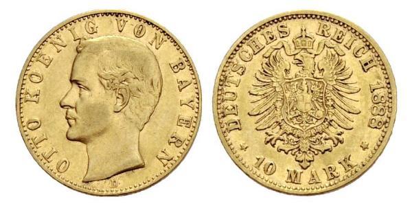 10 Mark 巴伐利亞王國 (1806 - 1918) 金 奥托 (巴伐利亚国王)