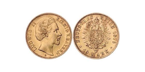10 Mark 巴伐利亞王國 (1806 - 1918) 金 路德维希二世 (巴伐利亚)