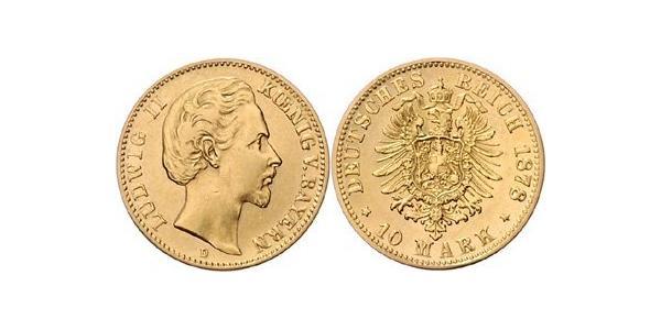 10 Mark 巴伐利亞王國 (1806 - 1918) 金 路德维希二世 (巴伐利亚)