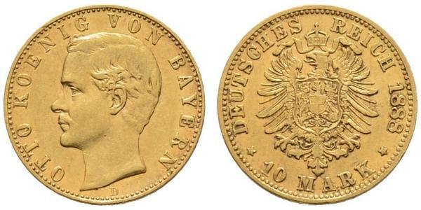 10 Mark 巴伐利亞王國 (1806 - 1918) 金 奥托 (巴伐利亚国王)