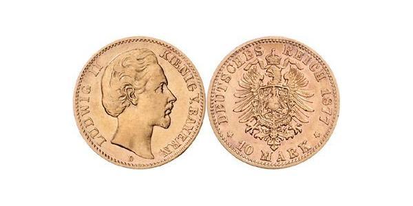 10 Mark 巴伐利亞王國 (1806 - 1918) 金 路德维希二世 (巴伐利亚)