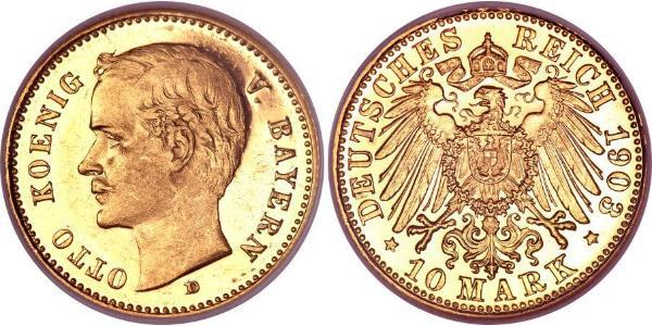 10 Mark 巴伐利亞王國 (1806 - 1918) 金 奥托 (巴伐利亚国王)