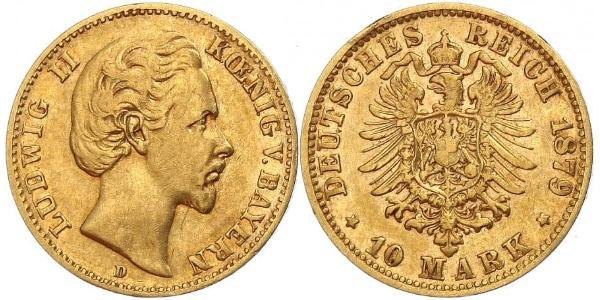 10 Mark 巴伐利亞王國 (1806 - 1918) 金 路德维希二世 (巴伐利亚)