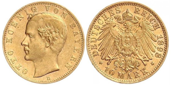 10 Mark 巴伐利亞王國 (1806 - 1918) 金 奥托 (巴伐利亚国王)