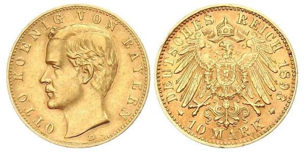 10 Mark 巴伐利亞王國 (1806 - 1918) 金 奥托 (巴伐利亚国王)
