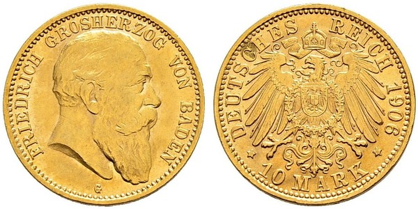 10 Mark 巴登大公國 (1806 - 1918) 金 弗里德里希一世 (巴登)