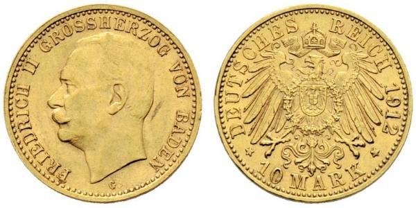 10 Mark 巴登大公國 (1806 - 1918) 金 弗里德里希二世 (巴登)
