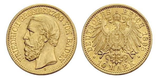10 Mark 巴登大公國 (1806 - 1918) 金 弗里德里希一世 (巴登)