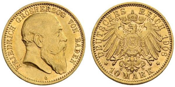 10 Mark 巴登大公國 (1806 - 1918) 金 弗里德里希一世 (巴登)
