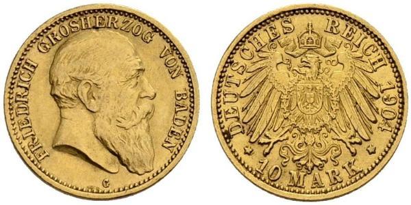 10 Mark 巴登大公國 (1806 - 1918) 金 弗里德里希一世 (巴登)