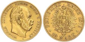 10 Mark 普魯士王國 (1701 - 1918) 金 威廉一世 (德国)
