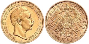 10 Mark 普魯士王國 (1701 - 1918) 金 威廉二世 (德国)