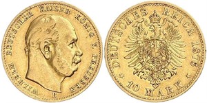 10 Mark 普魯士王國 (1701 - 1918) 金 威廉一世 (德国)