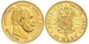 10 Mark 普魯士王國 (1701 - 1918) 金 威廉一世 (德国)